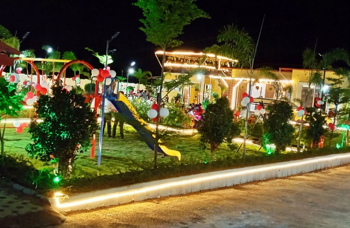 Lawns lit up at night