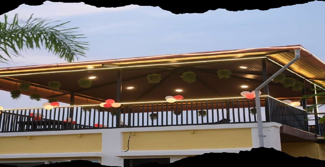 Veranda lights after dark