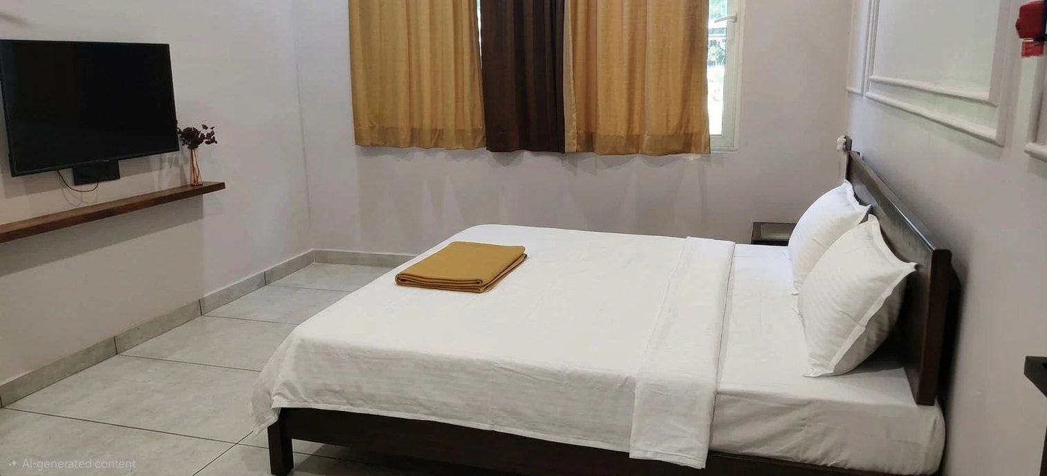 Private air-conditioned bedroom with double bed and TV